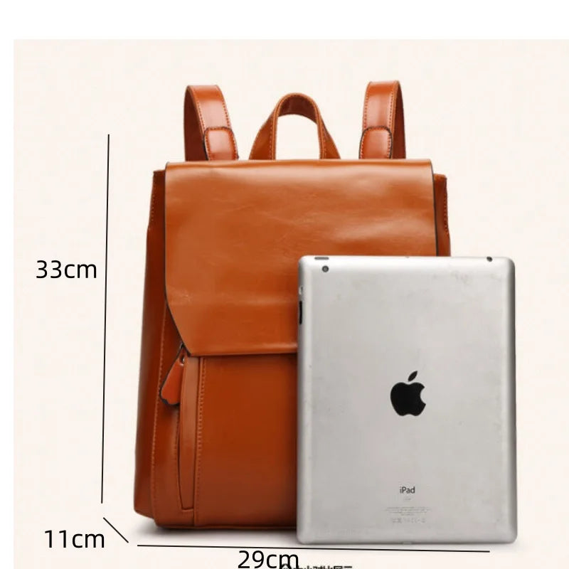 Stylish PU Leather Laptop Backpack - Comfortable & Durable