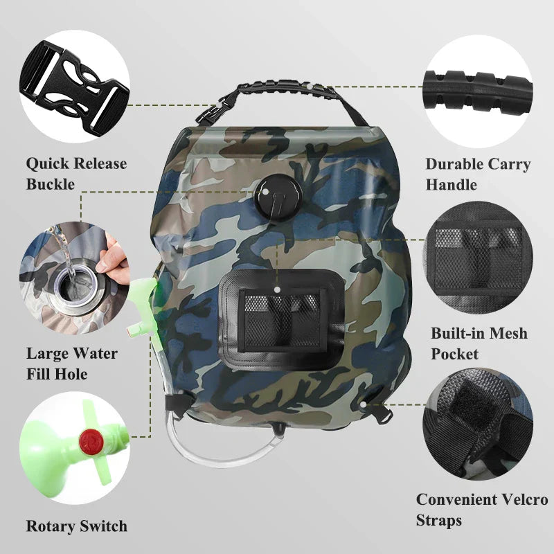 Compact Solar Powered Shower System 20L