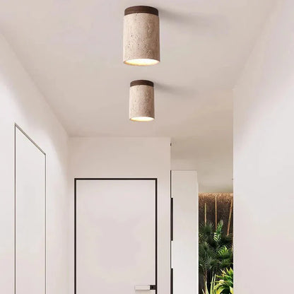 Elegant Travertine Ceiling Lamp - Warm Ambient Lighting