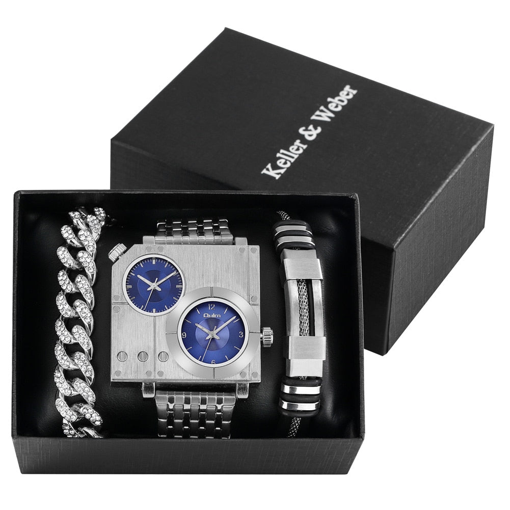 Classy Quartz Square Watch Box Set