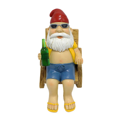 Funny Garden Gnome Statue with Chair Decor
