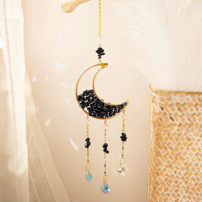 Sparkling Crystal Moon Window Decor
