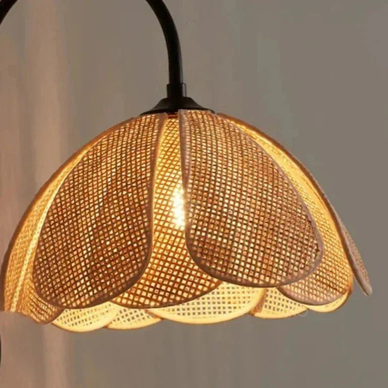 Natural Woven Wall Lamp - Soft Floral Lighting
