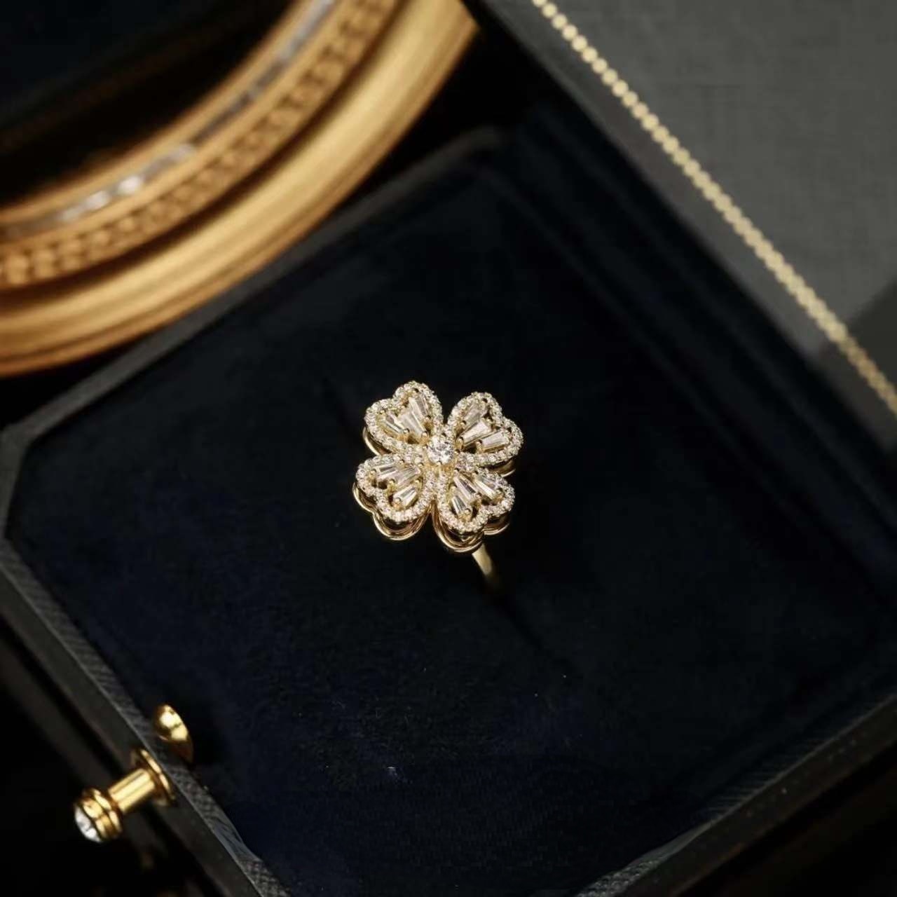 Sparkling Floral Zircon Statement Ring