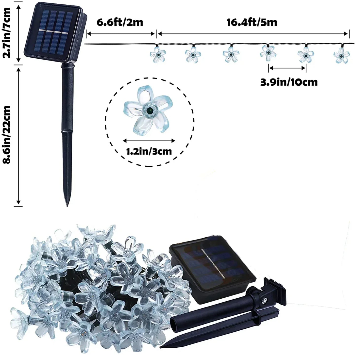 Outdoor Solar Fairy String Lights Warm White 20-100 LEDs