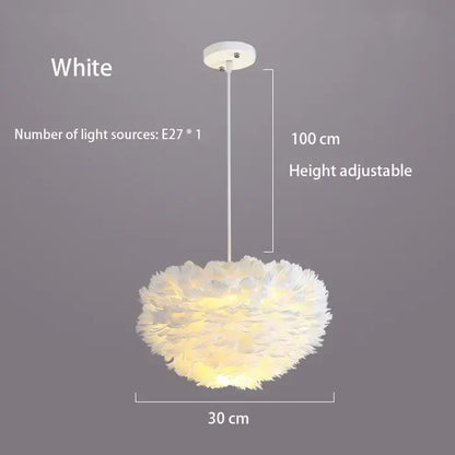 Simple Nordic Feather Drop Lamp with Bright LED - Fesara