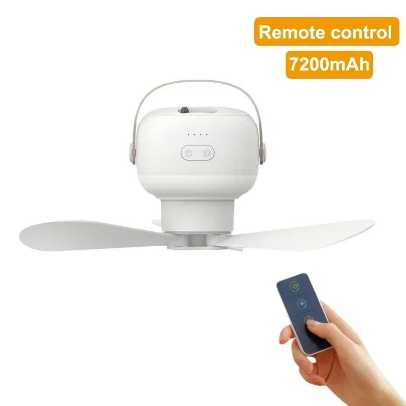 Portable Rechargeable Ceiling Fan with LED Light - Fesara