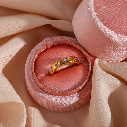 Luxury Diamond Star Studded Gold Ring