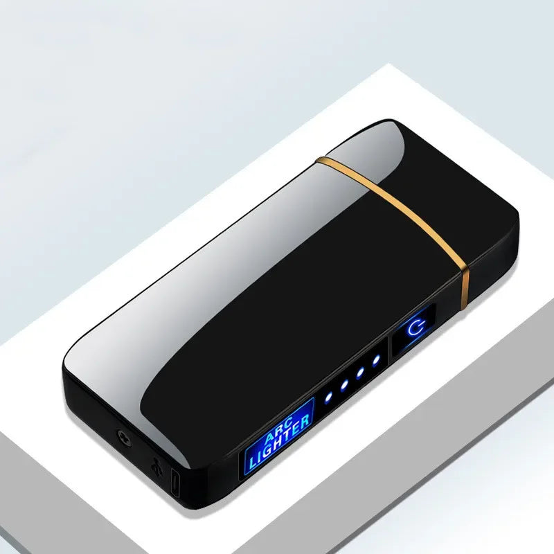 Rechargeable USB Plasma Lighter with Windproof Double Arch Flame – Stylish Metal Design for Indoor and Outdoor Use-2