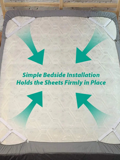 Easy Fit Bed Sheet Holders - 4 Pack Adjustable Straps