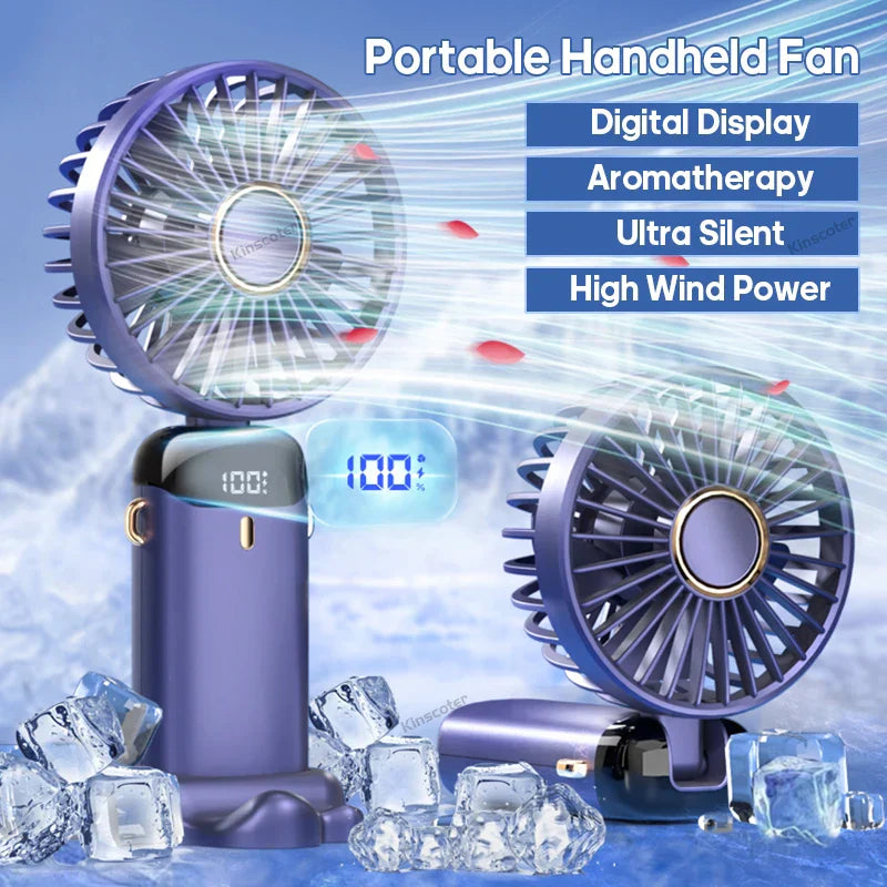 Compact 3-in-1 USB Mini Fan with LED Screen