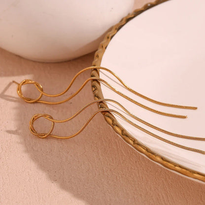 Delicate Gold Circle Drop Earrings