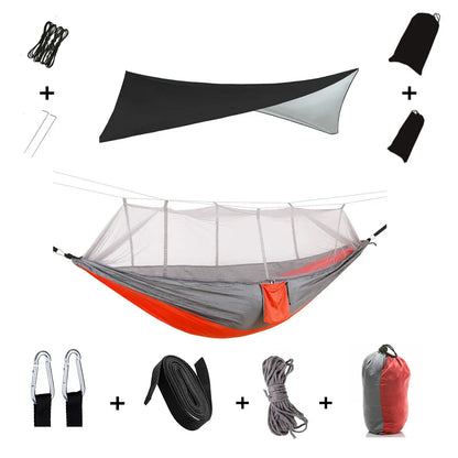 Lightweight Portable Camping Hammock with Bug Net & Rain Fly