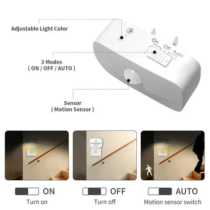Smart LED Nightlight with Motion Sensor & Adjustable Brightness