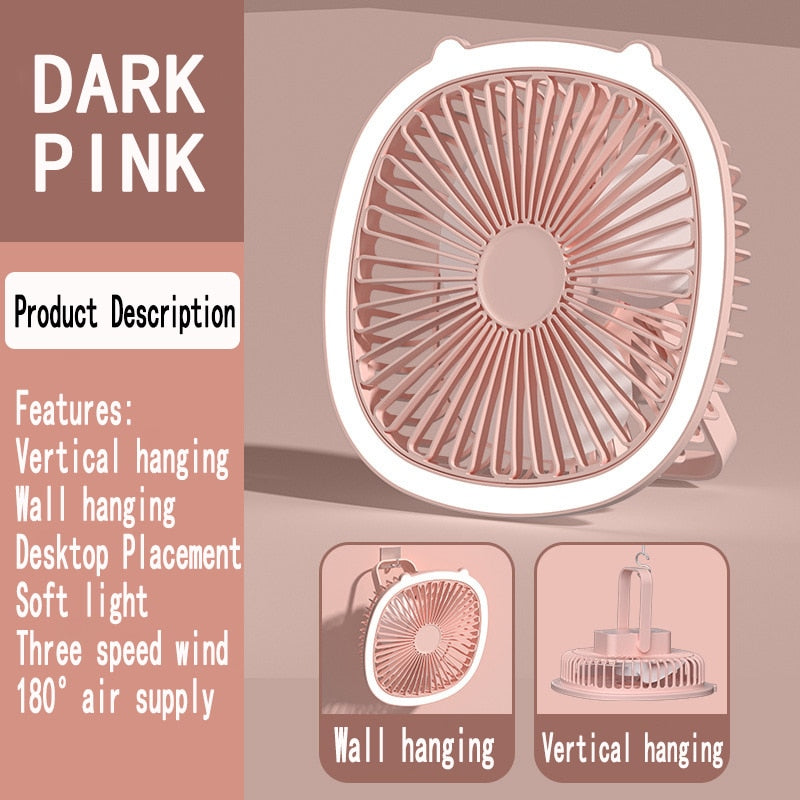 Portable Mini USB Fan Night Light