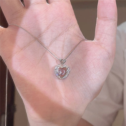 Sparkling Crystal Heart Pendant Necklace