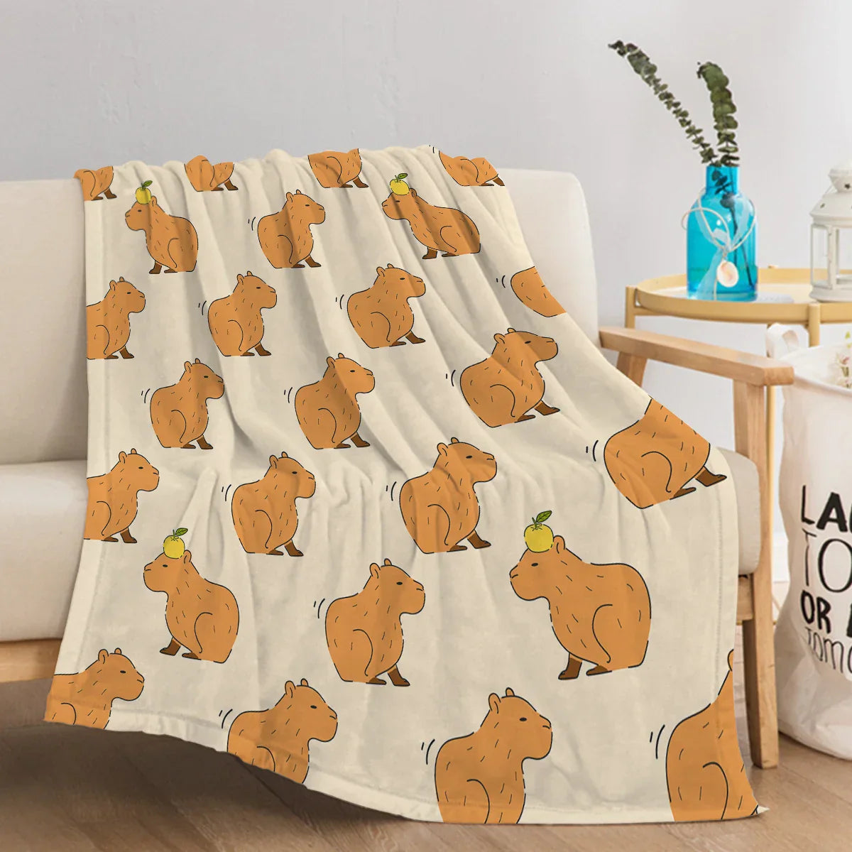 Plush Capybara Fleece Throw Blanket - Fesara