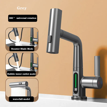 Modern Stainless Steel Faucet with LED Temp Display