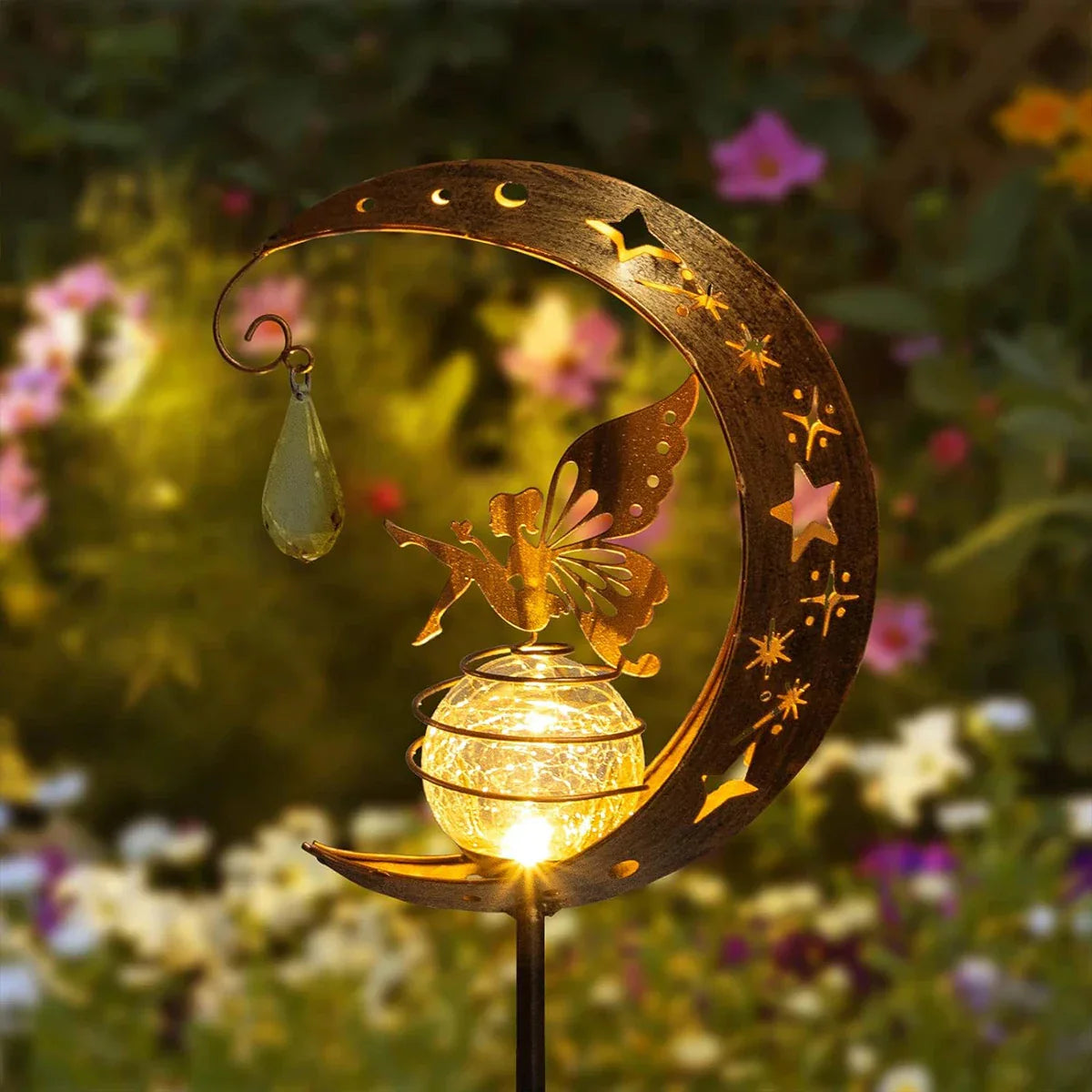 Solar Powered Glass Ball Garden Lamp Outdoor Decor - Fesara