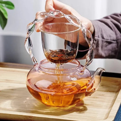 Delicate Flower Top Glass Loose Leaf Teapot