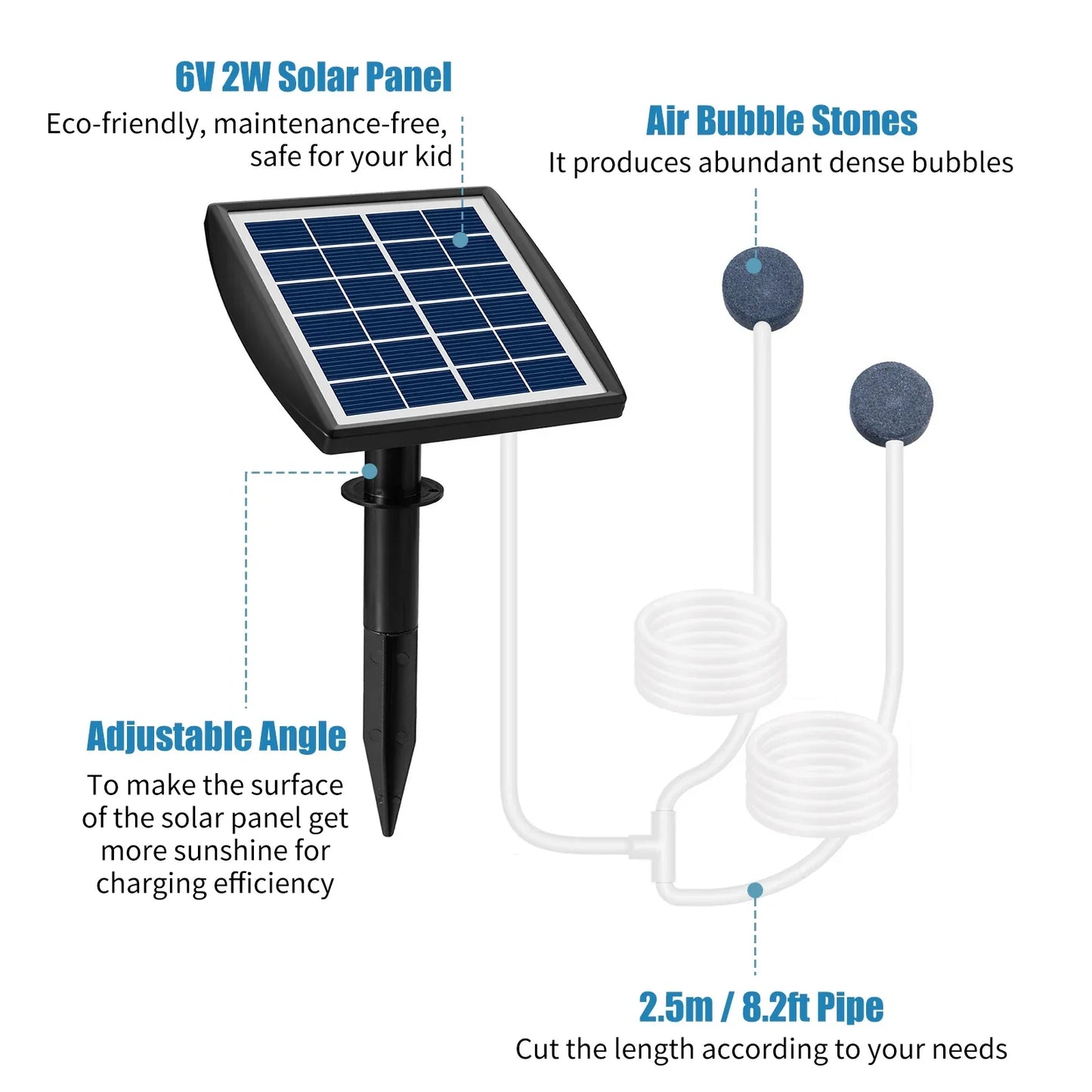 Solar Powered Pond Aquarium Air Pump Kit