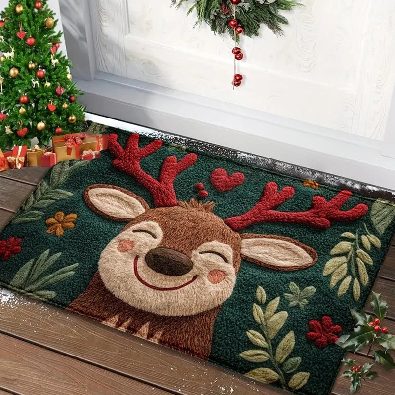 Fun Christmas Welcome Mat Santa Gingerbread Design