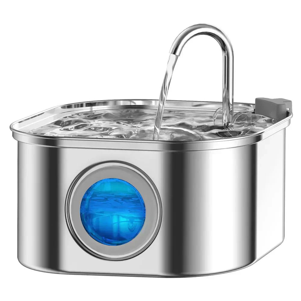 Pet Stainless Steel Water Fountain with Flowing Stream - Fesara
