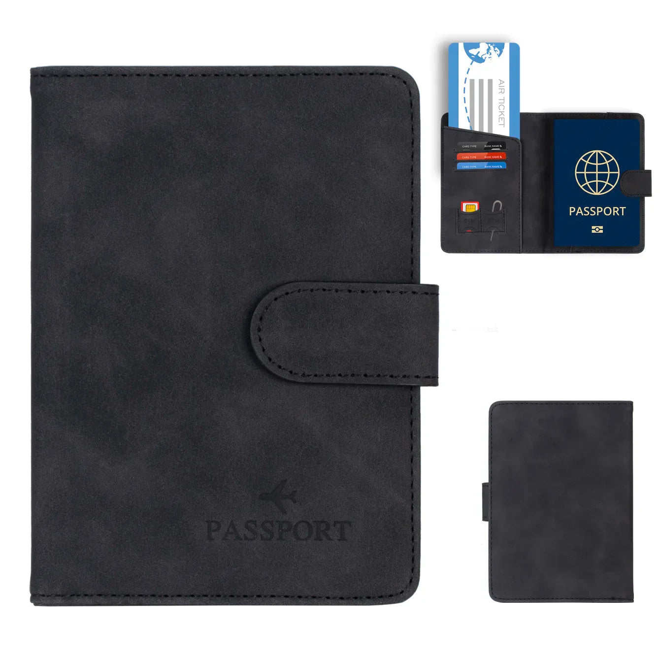 Genuine Leather Passport Wallet with RFID Blocker