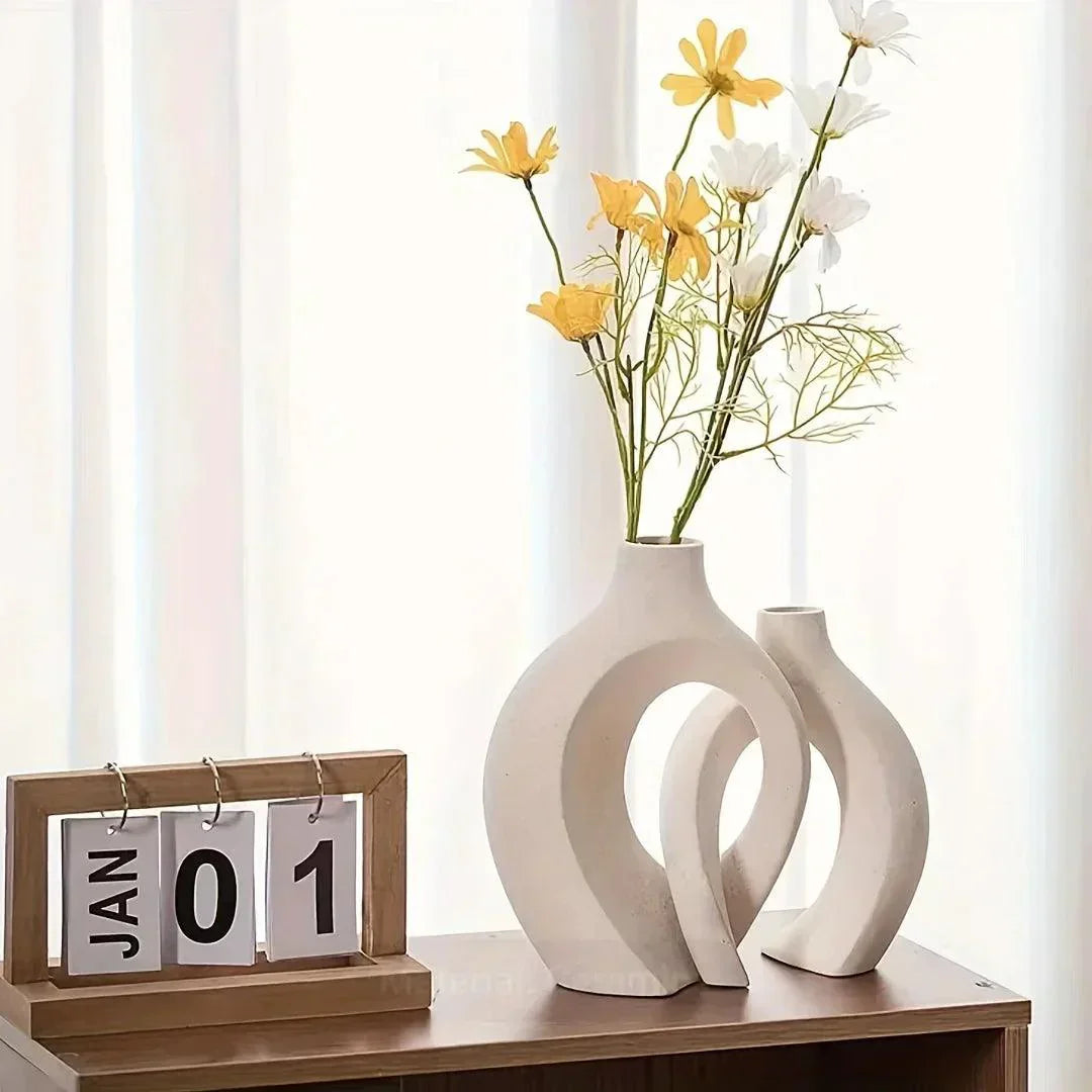 White Ceramic Vase Set