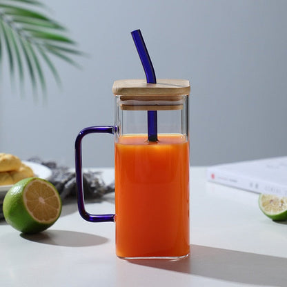 Big Square Travel Mug with Lid and Straw
