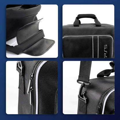Durable PS5 Travel Bag with Shoulder Strap & Storage Pockets