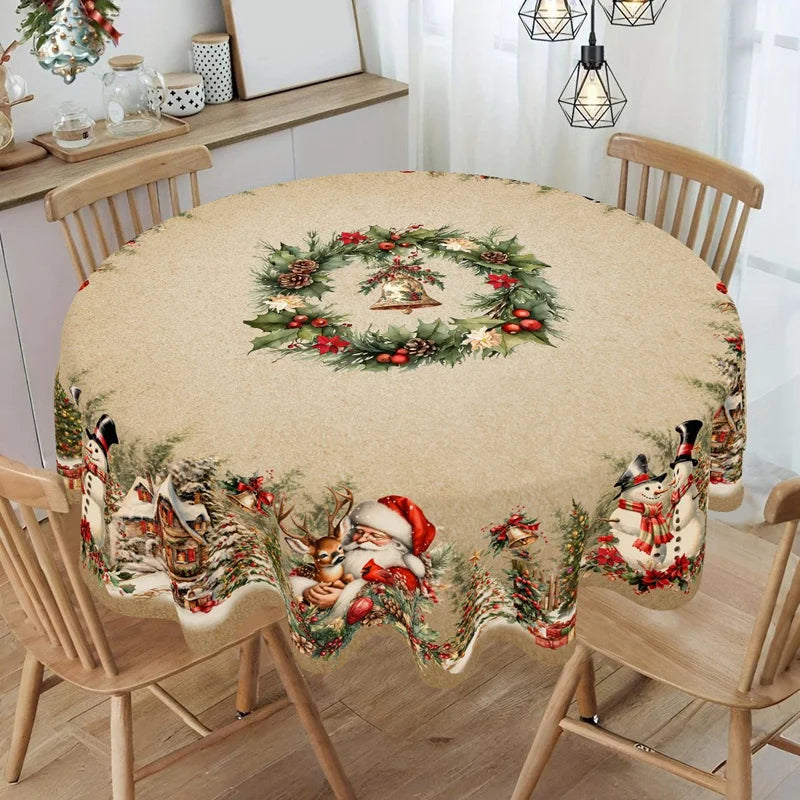 Vintage Santa Christmas Table Cover