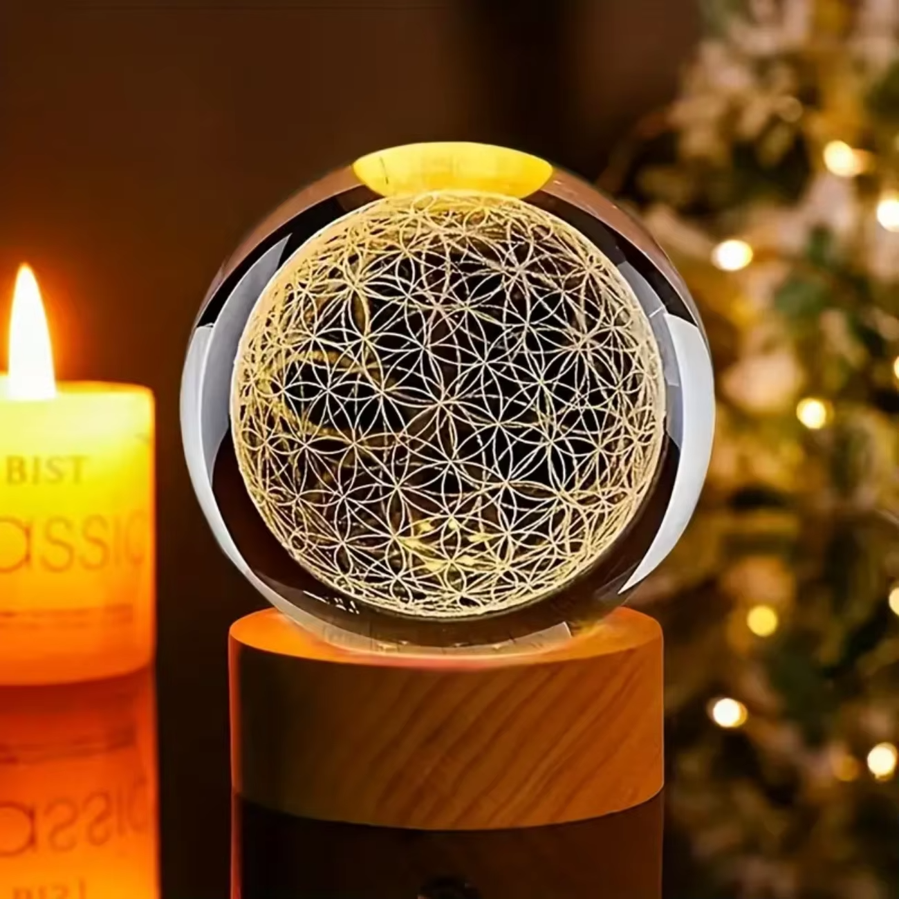 Colorful Crystal Ball with LED Night Light