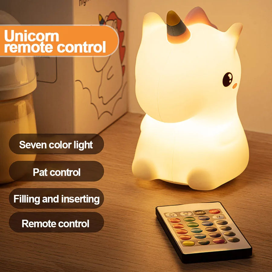 Colorful Unicorn LED Nightlight Soft Silicone USB