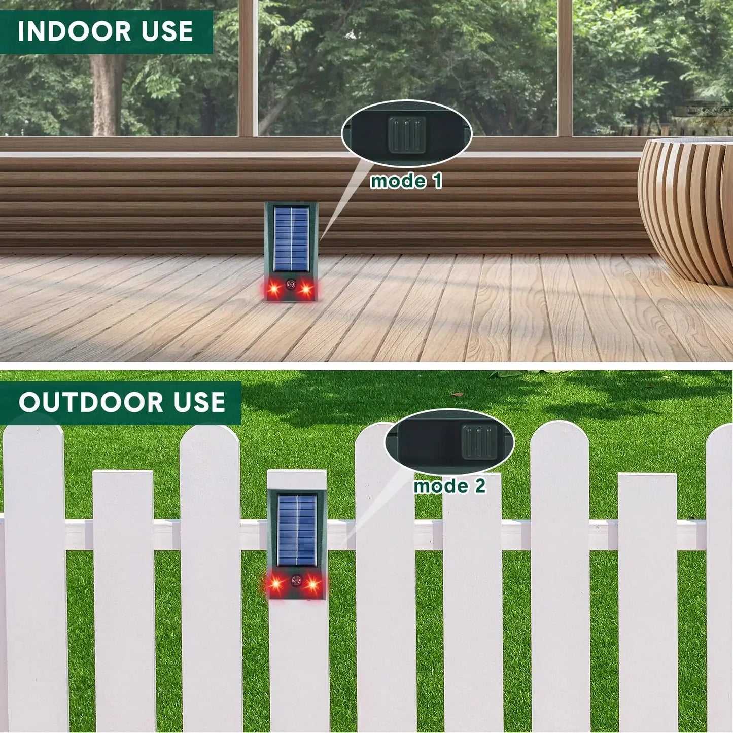 Outdoor Solar Powered Bird Repeller with LED Light