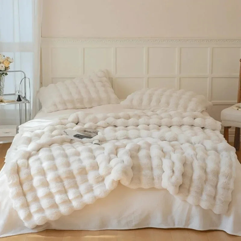 Soft Plush Reversible Throw Blanket Home Decor