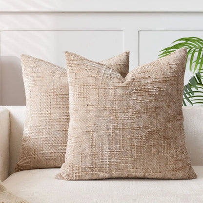 Soft Chenille Cushion with Natural Bamboo Pattern
