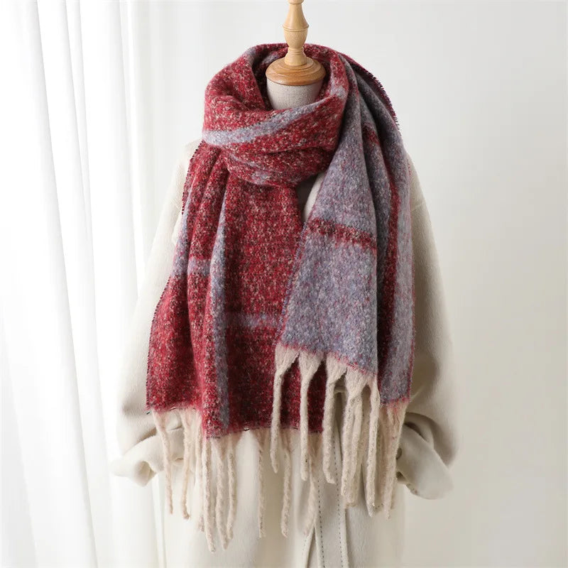 Soft Cashmere Winter Scarf with Fringe - Fesara