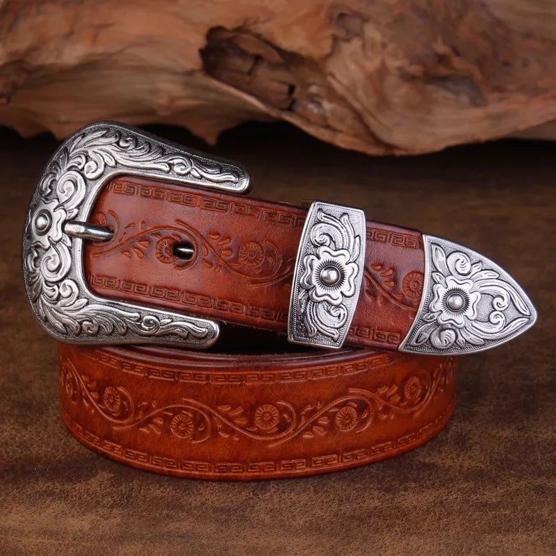 Rustic Leather Cowboy Belt