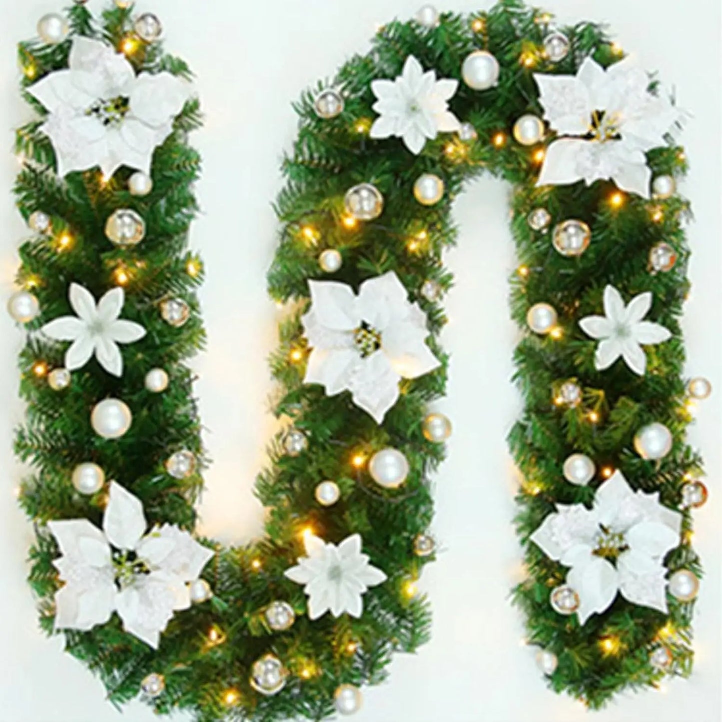 LED Lit Christmas Garland 2.7m with Fir Branches
