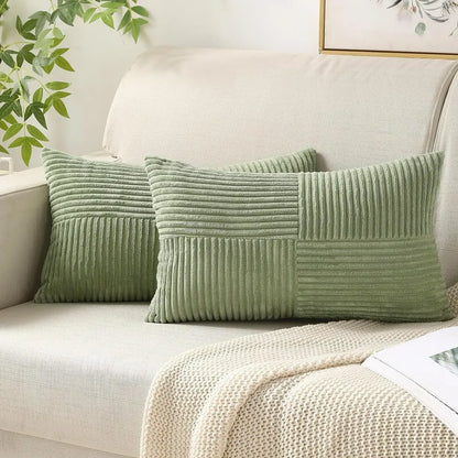 Soft Corduroy Striped Pillow Covers Set