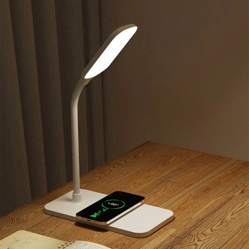 Sleek LED Desk Lamp with Wireless Charging & USB
