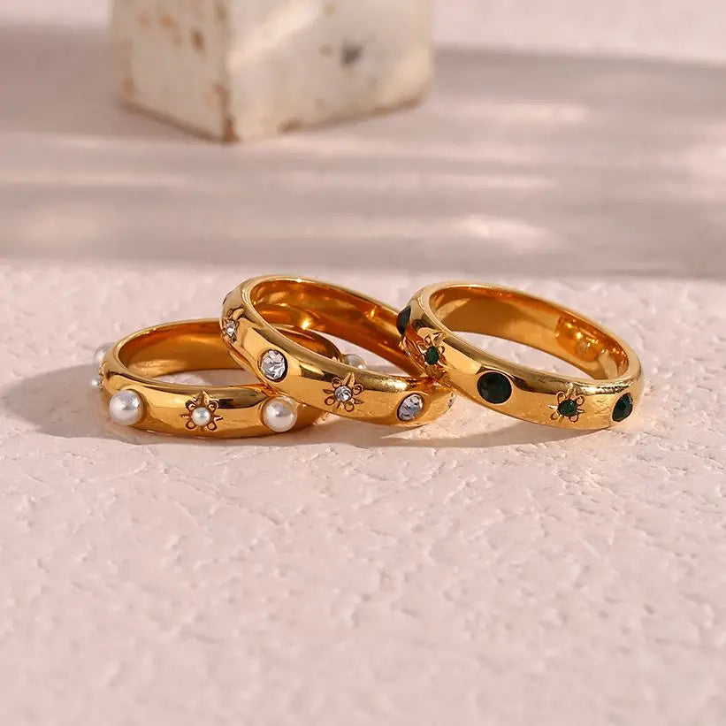 Luxury Diamond Star Studded Gold Ring