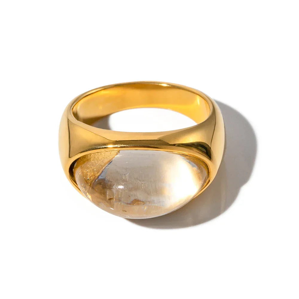 Bold Oval Gemstone Stack Ring