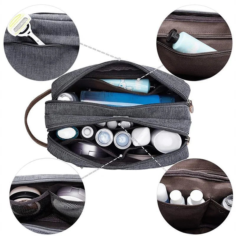 Waterproof Travel Toiletry Bag with Leather Handle