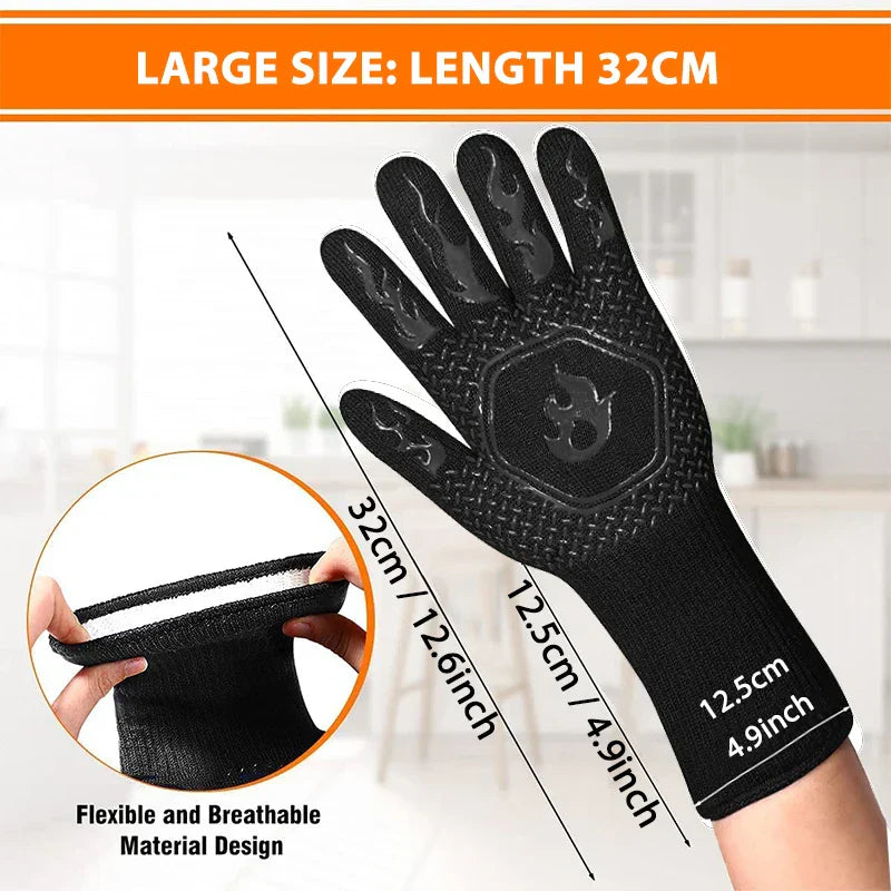 Heat Resistant BBQ Glove | Non Slip Silicone Oven Mitt