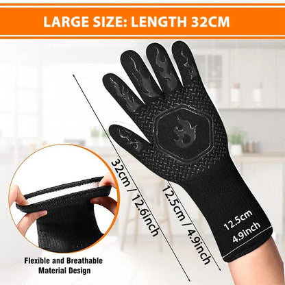 Heat Resistant BBQ Glove | Non Slip Silicone Oven Mitt