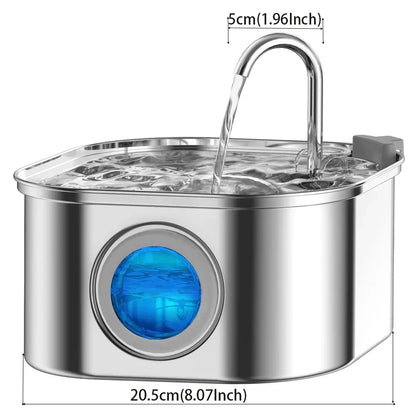 Pet Stainless Steel Water Fountain with Flowing Stream