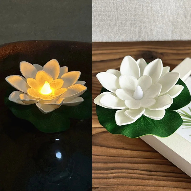 Floating Flower Pool Lamp with LED Sensor Light
