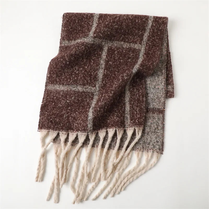 Soft Cashmere Winter Scarf with Fringe
